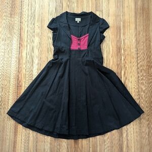 Lindy Bop 50s Retro Vintage Black and Red Cap Sleeve Midi Dress